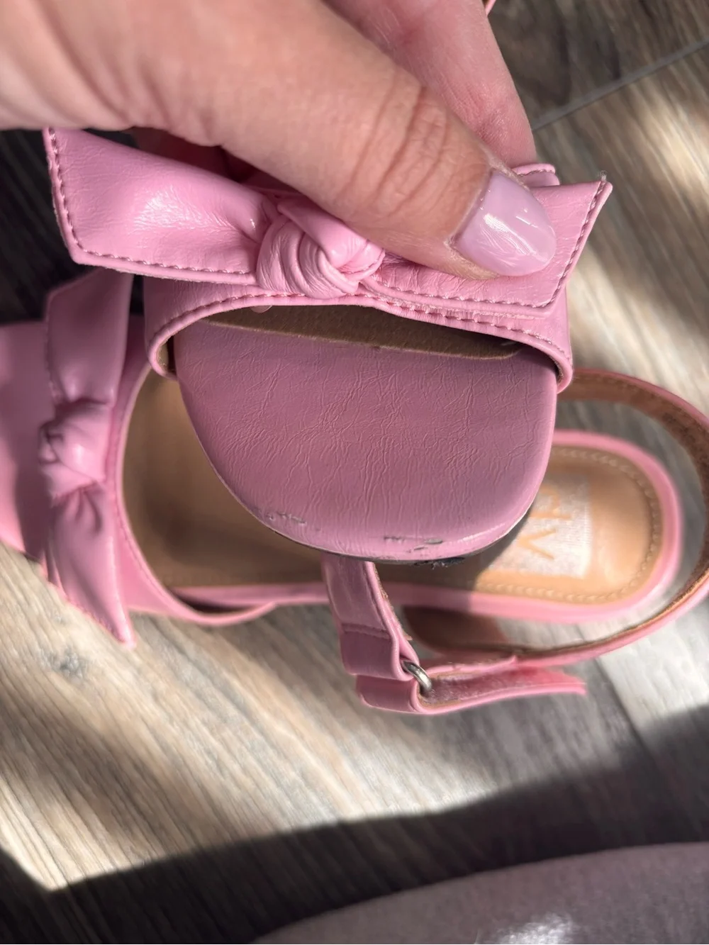 Pink Bow Block Heel Sandals - kids
